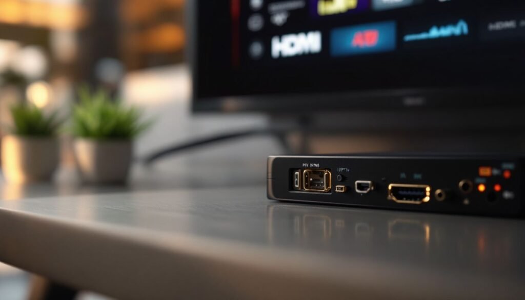 featured image showing a hdmi iptv encoder connected to a TV and router
