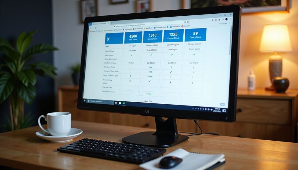 Desktop computer monitor with cheap iptv usa web portal open, highlighting pricing table