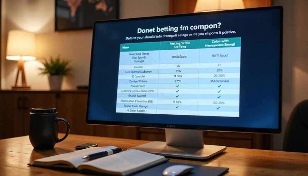 Desktop monitor displaying a comparison table of live sports vs. on‑demand iptv channels