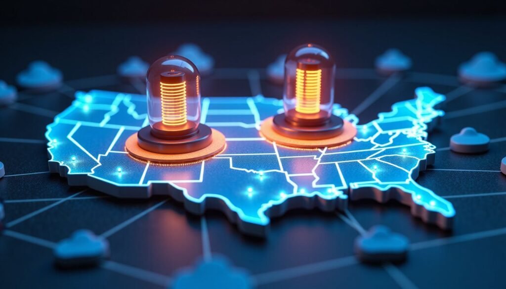 Diagram of server locations across the United States supporting best iptv usa streaming