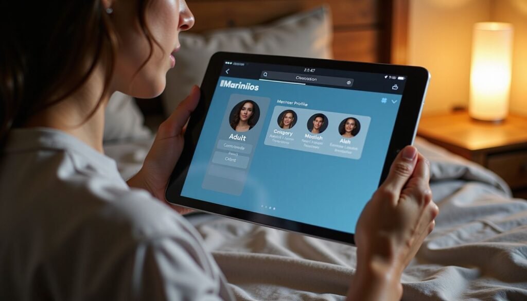 User profile screen on IPTV with adult channels included app displaying filtered content categories